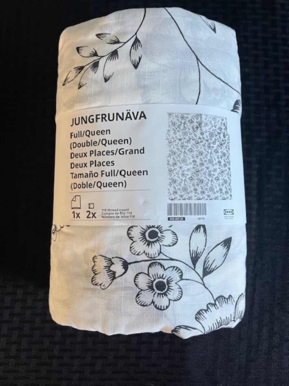 NEW ~IKEA ~ FULL/QUEEEN ~ 100% Cotton ~ JUNGFRUNAVA Duvet Cover + 2 Pillowcases